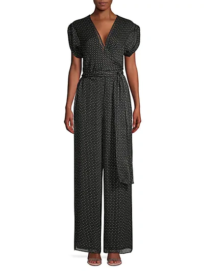 Shop Diane Von Furstenberg Cassandra Print Silk Jumpsuit In Black