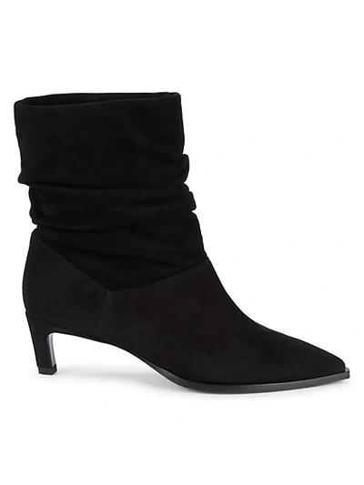 Shop Aquatalia Maddy Ruched Suede Booties In Black