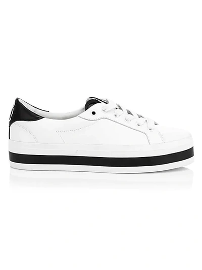 Shop Alice And Olivia Elisha Platform Leather Sneakers In White