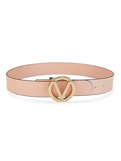 Shop Valentino By Mario Valentino Giusy Leather Logo Belt In Rose