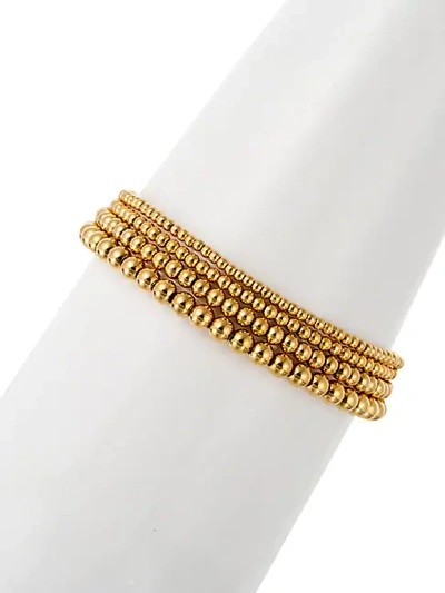 Shop Eye Candy La 3-piece Goldtone Beaded Bracelet Set