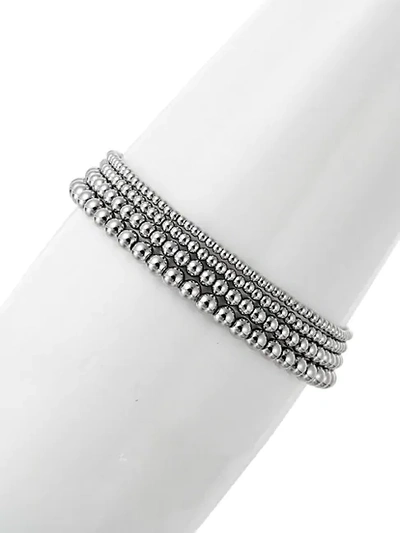Shop Eye Candy La 3-piece Silvertone Beaded Bracelet Set