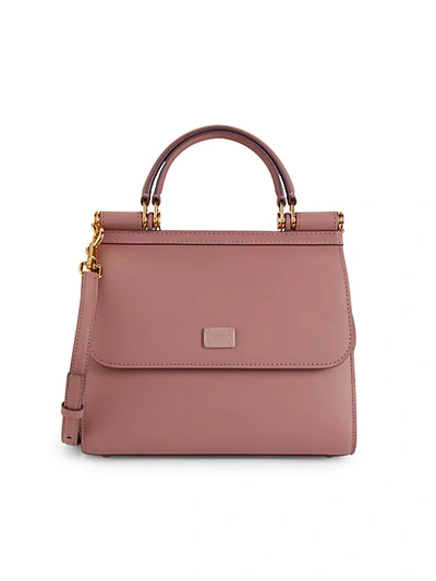 Shop Dolce & Gabbana Sicily Leather Top Handle Bag In Pink