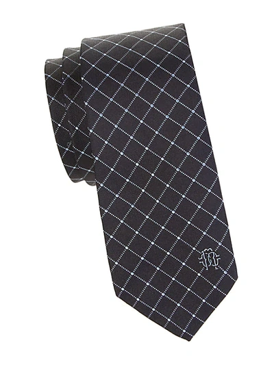 Shop Roberto Cavalli Windowpane Silk Tie In Red