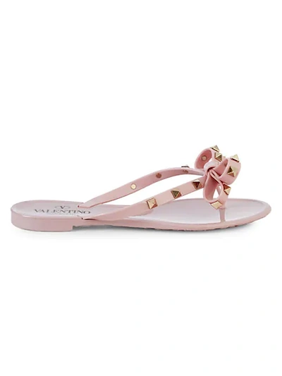 Shop Valentino Studded Pvc Thong Sandals In Water Rose