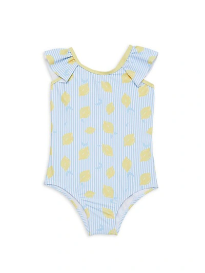 Shop Andy & Evan Little Girl's & Girl's Lemon-print One-piece Swimsuit In Aqua