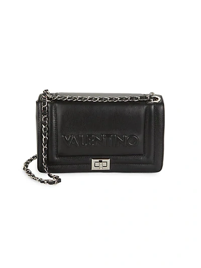 Shop Valentino By Mario Valentino Alice Sauvage Leather Chain Strap Crossbody In Black