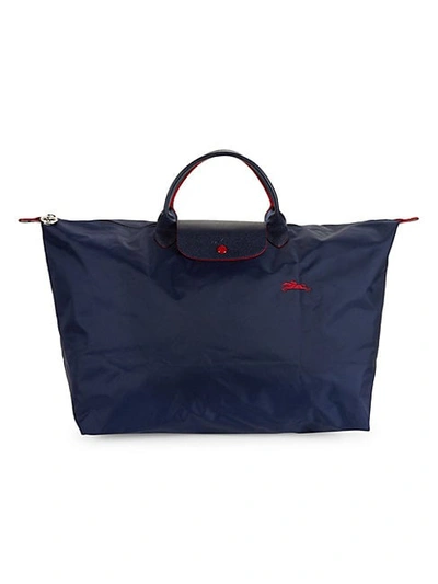 Shop Longchamp Le Pliage Club Nylon Top Handle Bag In Navy