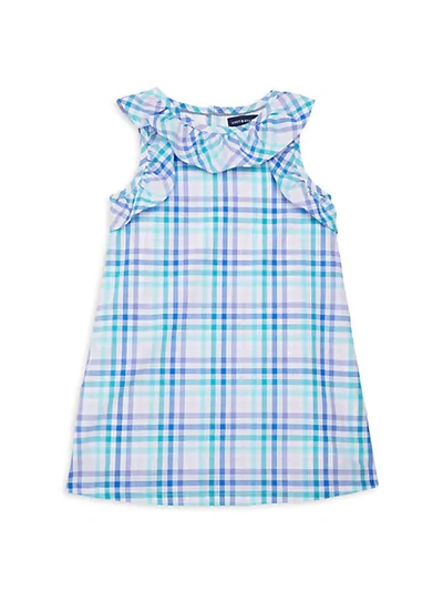 Shop Andy & Evan Little Girl's Checkered Cotton Dress In Pastel Blue