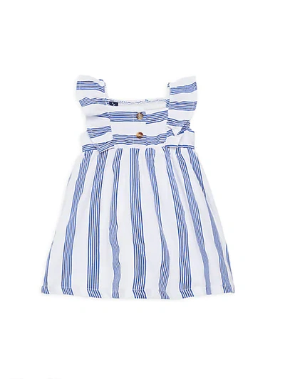 Shop Andy & Evan Baby Girl's Striped Cotton Dress In White Stripe