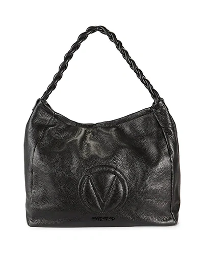 Shop Valentino By Mario Valentino Braided-strap Leather Hobo Bag In Black