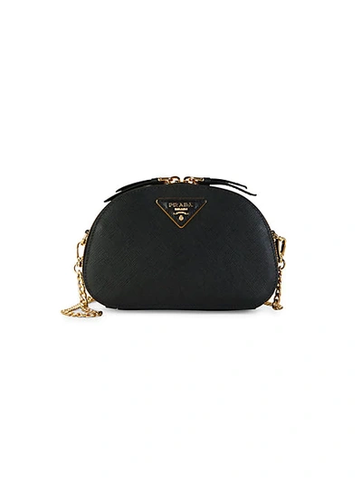 Shop Prada Odette Convertible Leather Crossbody Bag In Black