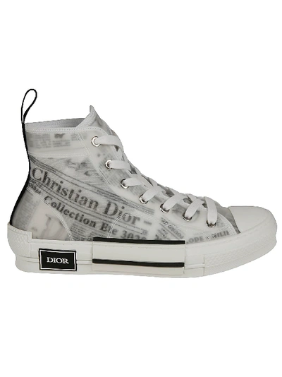 Dior Newspaper Hi-top Sneakers In Black-white | ModeSens