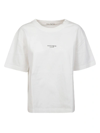 Shop Acne Studios Centre Logo Print T-shirt In Optic White