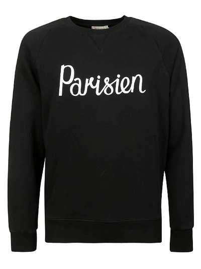 Shop Maison Kitsuné Parisien Printed Sweatshirt In Black