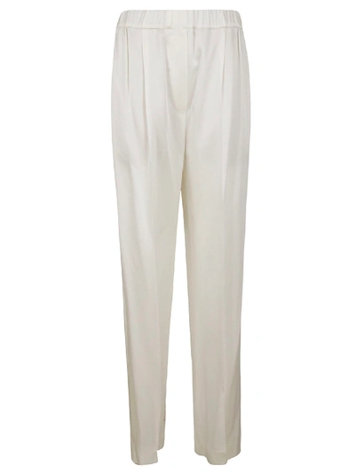 Shop Brunello Cucinelli High-rise Ribbed Trousers In White