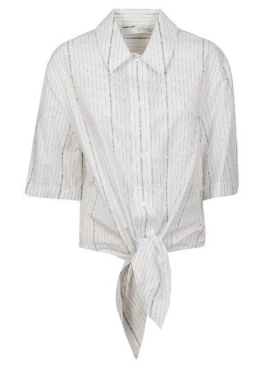 Shop Off-white Popeline Baseball Knot Shirt In White/black