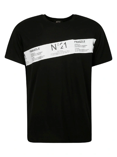 Shop N°21 Fragile T-shirt In Black/white