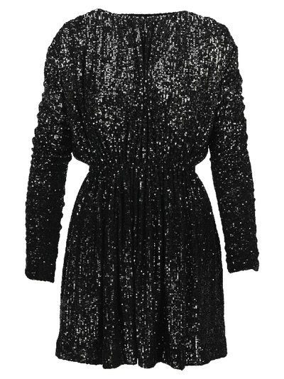 Shop Saint Laurent Sequinned Mini Dress In Black