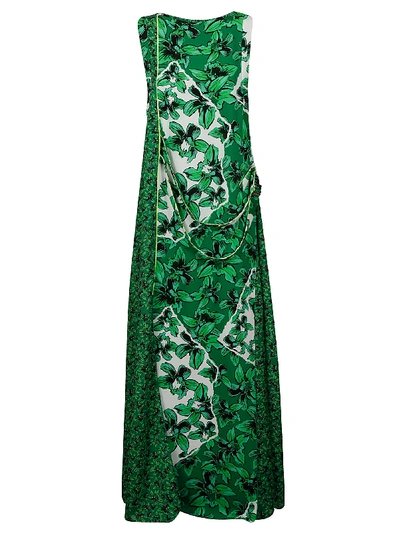 Shop Iceberg All-over Printed Sleeveless Long Dress In Green