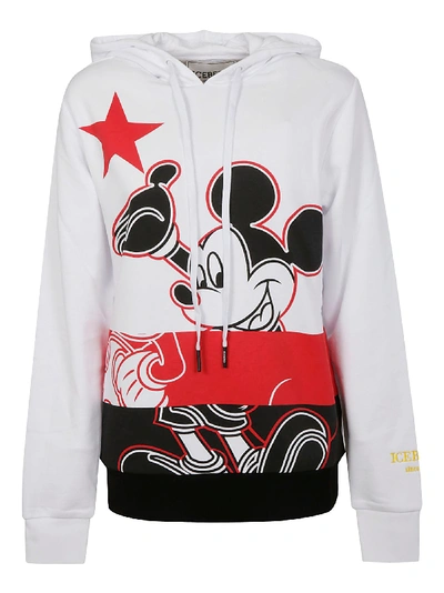 Shop Iceberg Mickey Mouse Hoodie In White/red