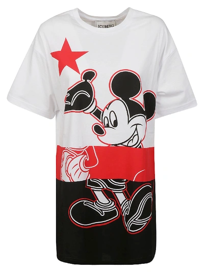 Shop Iceberg Oversized Mickey Mouse Printed T-shirt In White/black