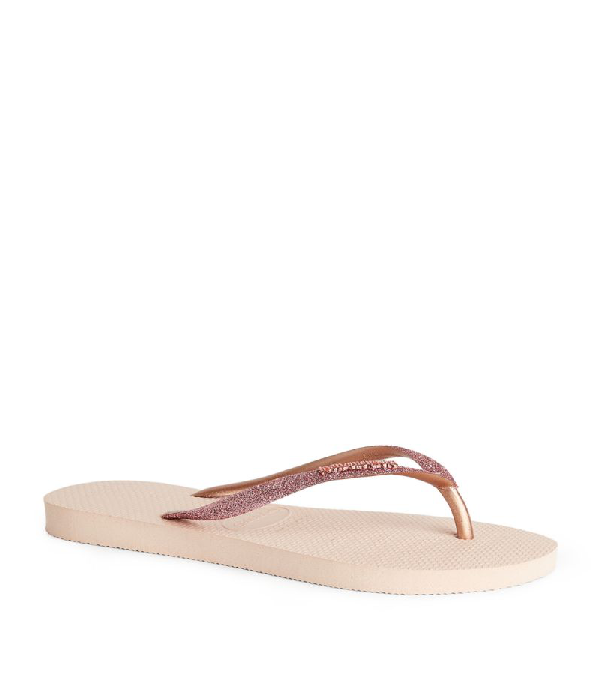 havaianas slim glitter rose gold