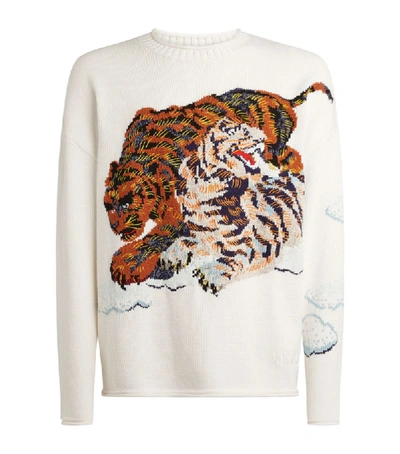 Shop Kenzo Tiger Embroidery Knit Sweater