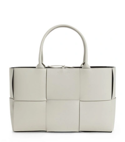 Shop Bottega Veneta Leather Arco Tote Bag In White