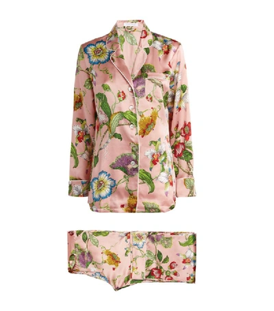 Shop Olivia Von Halle Silk Lila Floral Pyjama Set