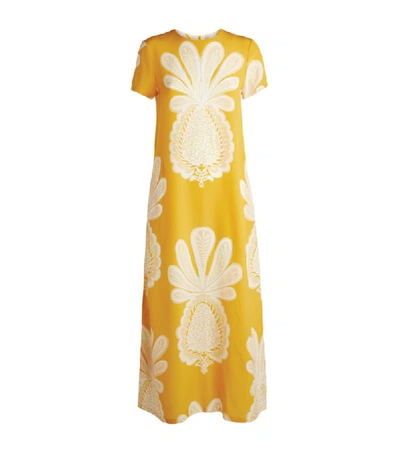 Shop La Doublej Pineapple Print Silk Maxi Dress