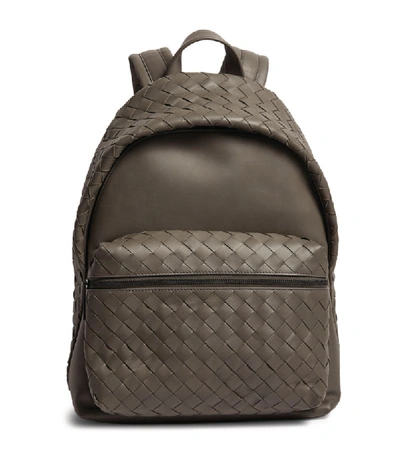 Shop Bottega Veneta Leather Intrecciato Backpack