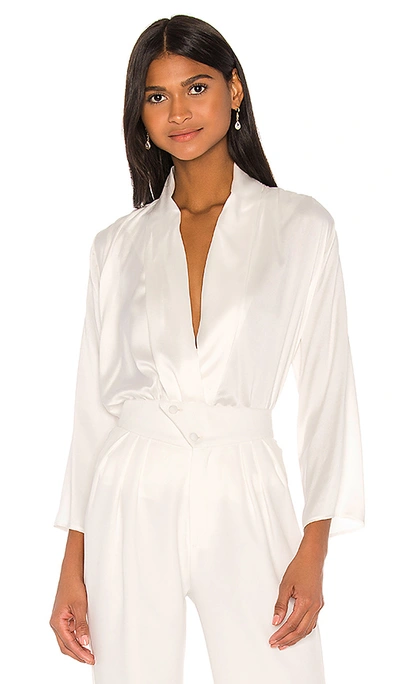Shop Piece Of White Celine Silk Shirt In Ecru