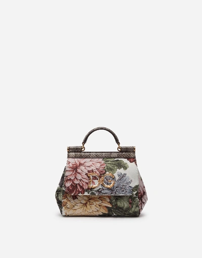 Shop Dolce & Gabbana Mini Sicily Bag In Dalia Jacquard And Ayers