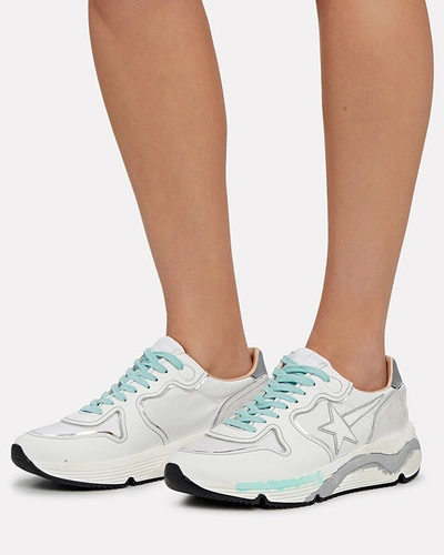 Shop Golden Goose Running Sole Leather Sneakers In White