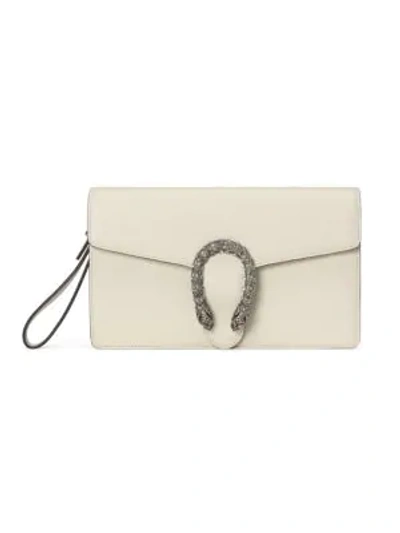 Shop Gucci Dionysus Leather Clutch In White