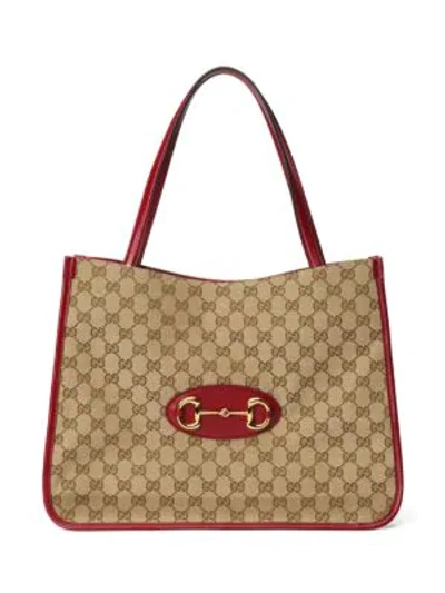 Shop Gucci 1955 Horsebit Tote Bag In Cherry Red