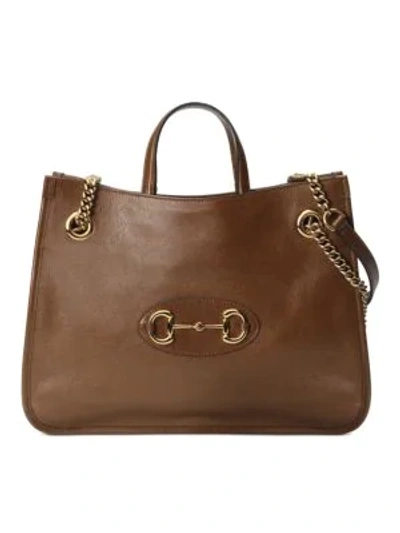 Shop Gucci 1955 Horsebit Medium Tote Bag In Brown