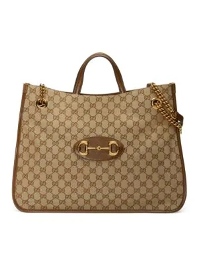 Shop Gucci 1955 Horsebit Large Tote Bag In Oatmeal