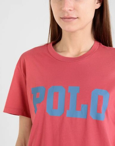Shop Polo Ralph Lauren Big Polo Tee-short Sleeve-knit Woman T-shirt Coral Size Xs Cotton In Red