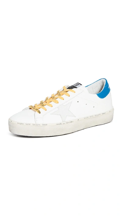 Shop Golden Goose Hi Star Sneakers In White/blue/yellow