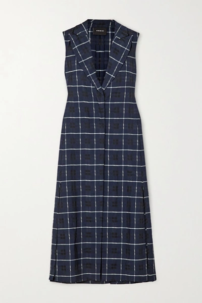 Shop Akris Henry Checked Cotton And Silk-blend Vest In Navy