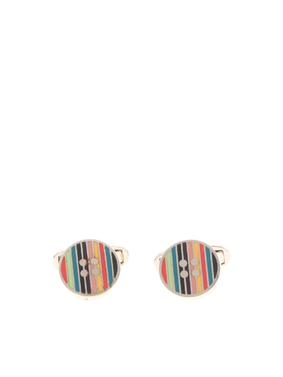 Shop Paul Smith Button Cufflinks In Silver