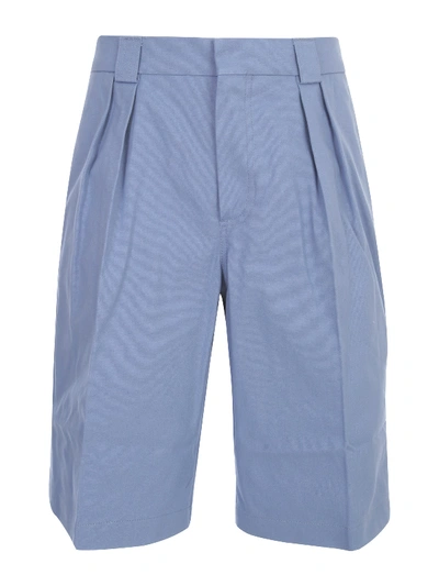 Shop Jacquemus Wide Knitted Shorts W/pences In Blue