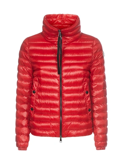 Shop Moncler Basane Quilted Nylon Short Down Jacket In Rosso