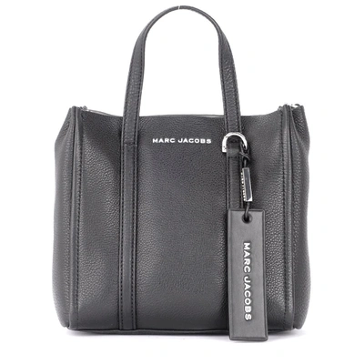 Shop Marc Jacobs The  Tag Tote Shoulder Bag Made Of Black Grained Leather In Nero