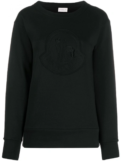 Shop Moncler Crewneck Sweater With Logo In Black