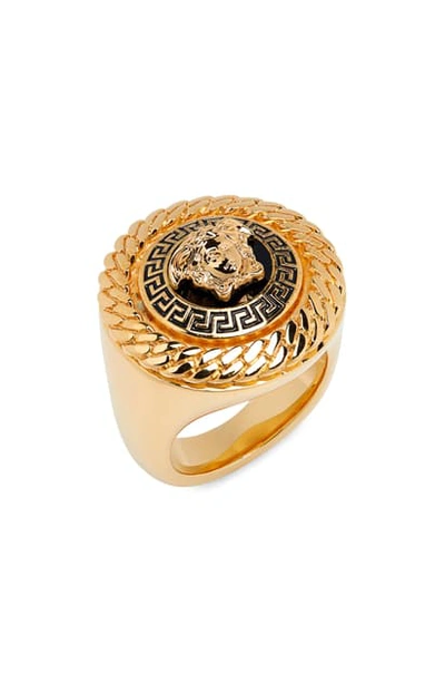Versace Ring In Nero-oro Caldo | ModeSens