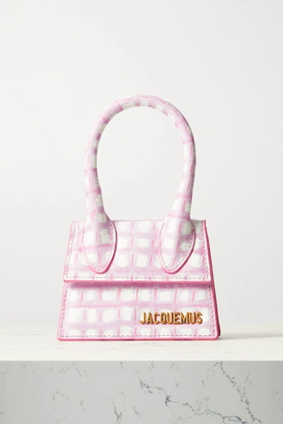 Shop Jacquemus Le Chiquito Checked Leather Tote In Pink