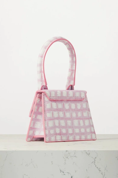 Shop Jacquemus Le Chiquito Checked Leather Tote In Pink